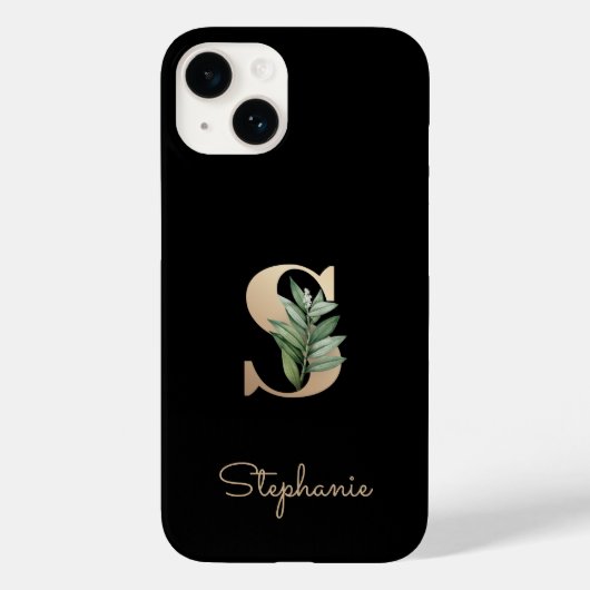 Elegant Botanische monogram Gold Letter S Case-Mate iPhone Case (Achterkant)