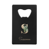 Elegant Botanische monogram Gold Letter S Creditkaart Flessenopener (Voorkant)