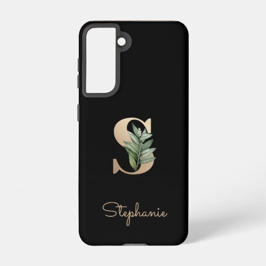 Elegant Botanische monogram Gold Letter S Samsung Galaxy Hoesje (Achterkant)