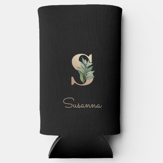 Elegant Botanische monogram Gold Letter S Seltzer Blikjeskoeler (Voorkant)