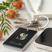 Elegant Botanische monogram Gold Letter S Sleutelhanger (Voorkant Rechts)