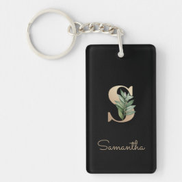 Elegant Botanische monogram Gold Letter S Sleutelhanger