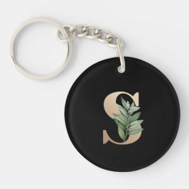 Elegant Botanische monogram Gold Letter S Sleutelhanger