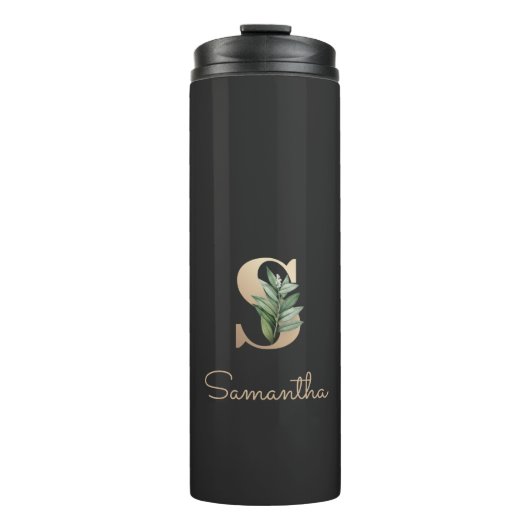 Elegant Botanische monogram Gold Letter S Thermosbeker (Voorkant)