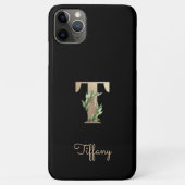 Elegant Botanische monogram Gold Letter T Case-Mate iPhone Case (Achterkant)