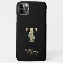 Elegant Botanische monogram Gold Letter T Case-Mate iPhone Case