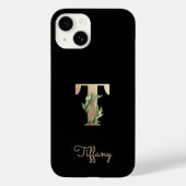 Elegant Botanische monogram Gold Letter T Case-Mate iPhone Case (Achterkant)