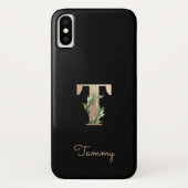Elegant Botanische monogram Gold Letter T Case-Mate iPhone Case (Achterkant)