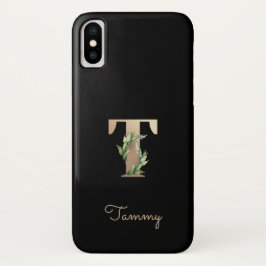 Elegant Botanische monogram Gold Letter T Case-Mate iPhone Case