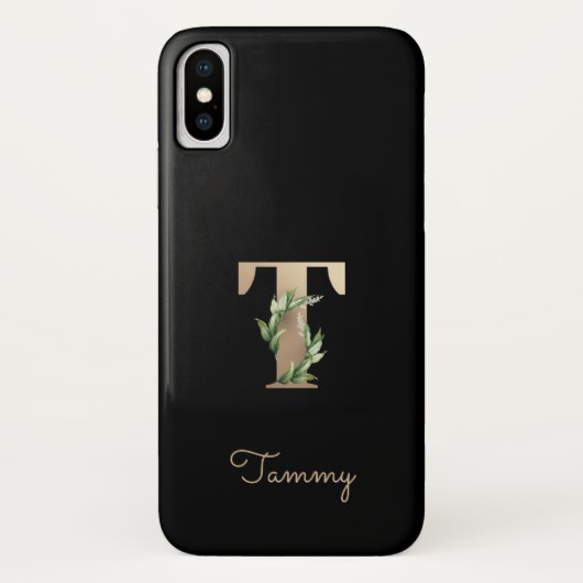 Elegant Botanische monogram Gold Letter T Case-Mate iPhone Case (Achterkant)