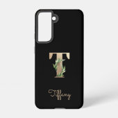 Elegant Botanische monogram Gold Letter T Samsung Galaxy Hoesje (Achterkant)