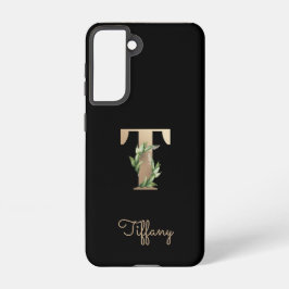 Elegant Botanische monogram Gold Letter T Samsung Galaxy Hoesje