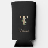 Elegant Botanische monogram Gold Letter T Seltzer Blikjeskoeler (Voorkant)