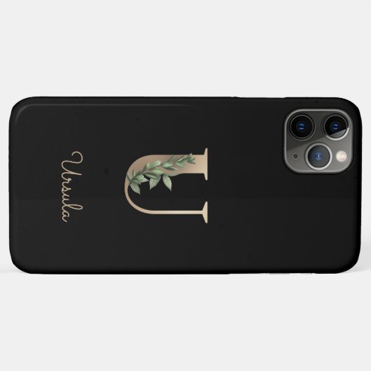 Elegant Botanische monogram Gold Letter U Case-Mate iPhone Case (Achterkant (horizontaal))
