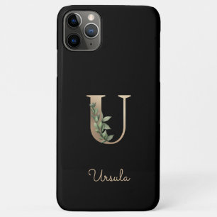 Elegant Botanische monogram Gold Letter U Case-Mate iPhone Case