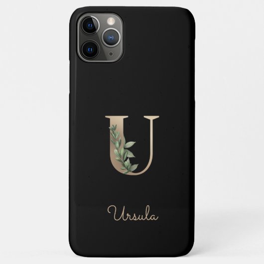 Elegant Botanische monogram Gold Letter U Case-Mate iPhone Case (Achterkant)