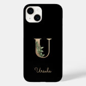 Elegant Botanische monogram Gold Letter U Case-Mate iPhone Case (Achterkant)