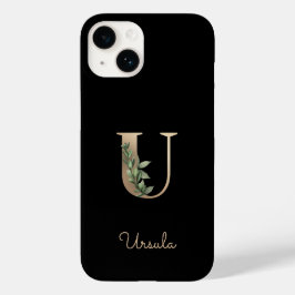 Elegant Botanische monogram Gold Letter U Case-Mate iPhone 14 Hoesje
