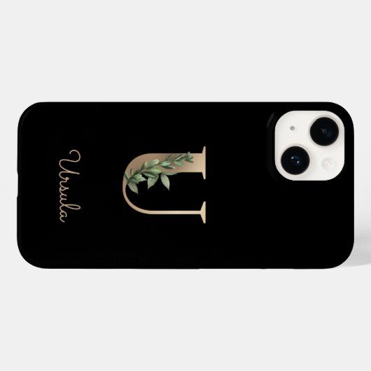 Elegant Botanische monogram Gold Letter U Case-Mate iPhone Case (Achterkant (horizontaal))