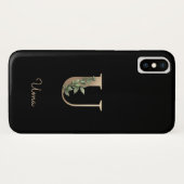 Elegant Botanische monogram Gold Letter U Case-Mate iPhone Case (Achterkant (horizontaal))