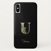Elegant Botanische monogram Gold Letter U Case-Mate iPhone Case (Achterkant)