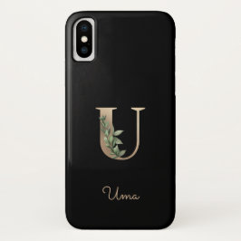 Elegant Botanische monogram Gold Letter U Case-Mate iPhone Case