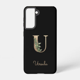 Elegant Botanische monogram Gold Letter U Samsung Galaxy Hoesje
