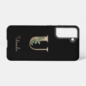 Elegant Botanische monogram Gold Letter U Samsung Galaxy Hoesje (Achterkant horizontaal)