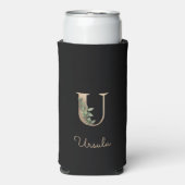 Elegant Botanische monogram Gold Letter U Seltzer Blikjeskoeler (Seltzer Voorkant)
