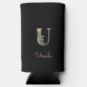 Elegant Botanische monogram Gold Letter U Seltzer Blikjeskoeler (Voorkant)