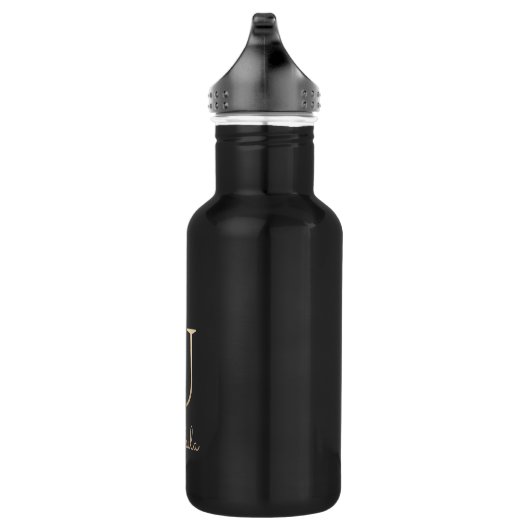 Elegant Botanische monogram Gold Letter U Waterfles (Rechts)