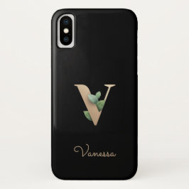 Elegant Botanische monogram Gold Letter V Case-Mate iPhone Case