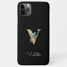 Elegant Botanische monogram Gold Letter V Case-Mate iPhone Case