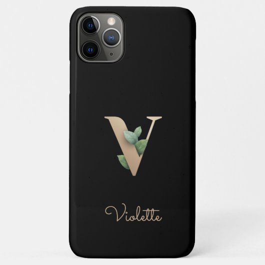 Elegant Botanische monogram Gold Letter V Case-Mate iPhone Case (Achterkant)