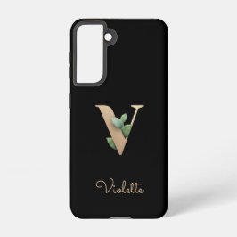 Elegant Botanische monogram Gold Letter V Samsung Galaxy Hoesje