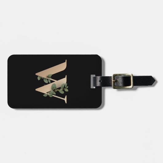 Elegant Botanische monogram Gold Letter W Bagagelabel (Voorkant horizontaal)