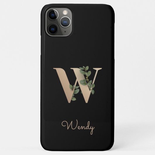 Elegant Botanische monogram Gold Letter W Case-Mate iPhone Case (Achterkant)