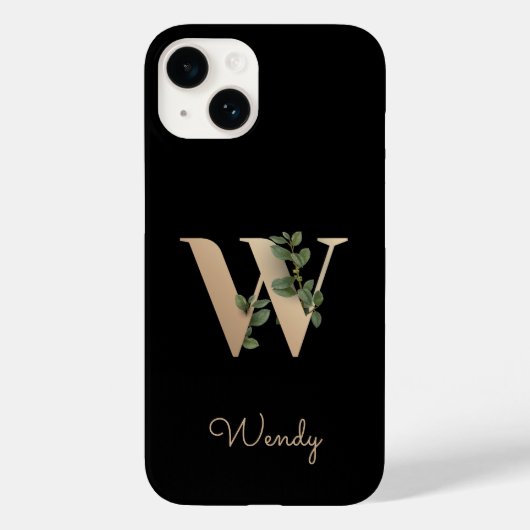 Elegant Botanische monogram Gold Letter W Case-Mate iPhone Case (Achterkant)