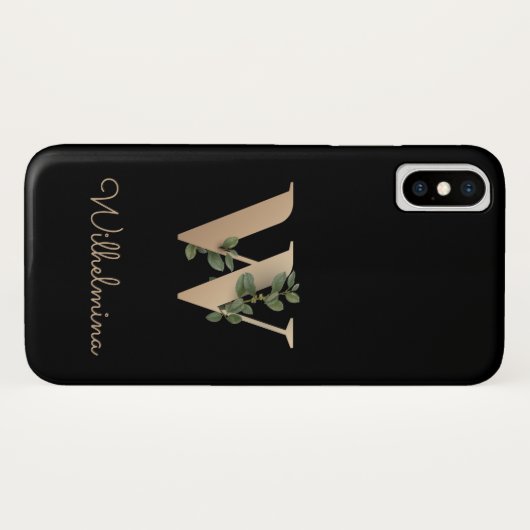 Elegant Botanische monogram Gold Letter W Case-Mate iPhone Case (Achterkant (horizontaal))