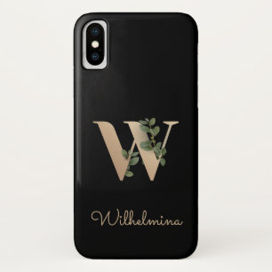 Elegant Botanische monogram Gold Letter W Case-Mate iPhone Case