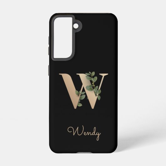 Elegant Botanische monogram Gold Letter W Samsung Galaxy Hoesje (Achterkant)