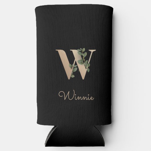 Elegant Botanische monogram Gold Letter W Seltzer Blikjeskoeler (Voorkant)