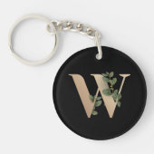 Elegant Botanische monogram Gold Letter W Sleutelhanger (Voorkant)