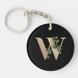 Elegant Botanische monogram Gold Letter W Sleutelhanger