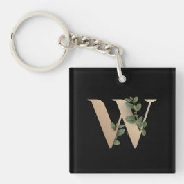 Elegant Botanische monogram Gold Letter W Sleutelhanger