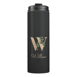 Elegant Botanische monogram Gold Letter W Thermosbeker