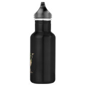 Elegant Botanische monogram Gold Letter W Waterfles (Rechts)