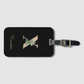Elegant Botanische monogram Gold Letter X Bagagelabel (Voorkant (horizontaal))