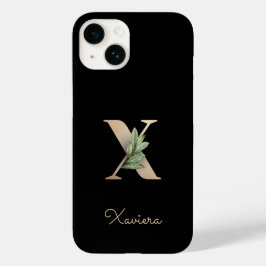 Elegant Botanische monogram Gold Letter X Case-Mate iPhone 14 Hoesje