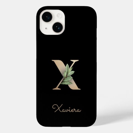 Elegant Botanische monogram Gold Letter X Case-Mate iPhone Case (Achterkant)